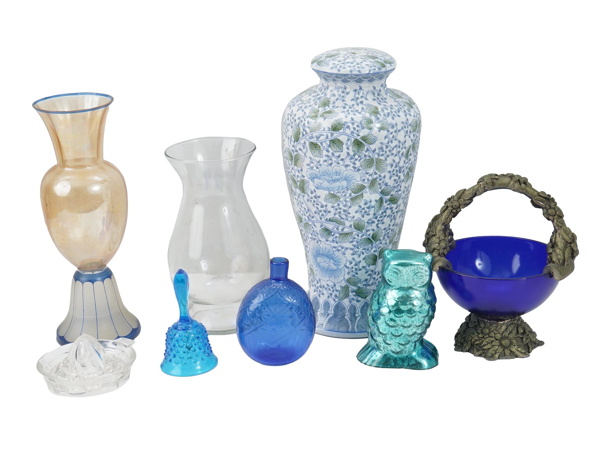 COLLECTION OF GLASS PORCELAIN VASES TABLE DECOR PIC-0